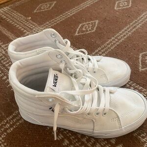 White sk8 high top vans